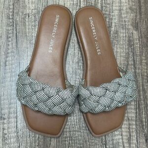 Sincerely Jules Fisk Sandal Bling Bling Rhinestones Sz 8